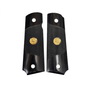 1911 Black Wood Grips with Gold Colt